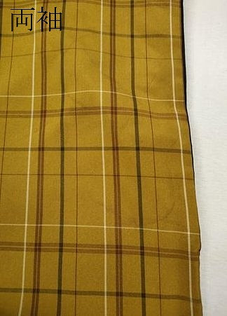 平和屋着物●本場黄八丈　紬　平織　格子柄　正絹　逸品　CABL8425ut