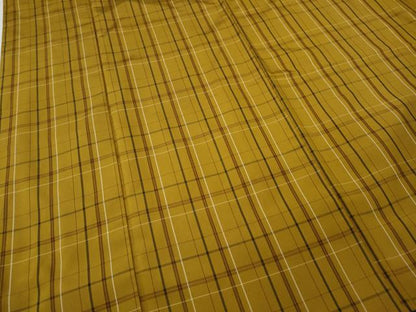 平和屋着物●本場黄八丈　紬　平織　格子柄　正絹　逸品　CABL8425ut