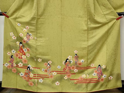 平和屋着物●小振袖　二尺袖　人物舞花文　暈し染め　金彩　正絹　逸品　CABL8430ut