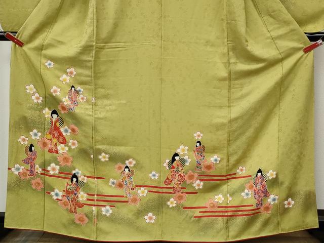 平和屋着物●小振袖　二尺袖　人物舞花文　暈し染め　金彩　正絹　逸品　CABL8430ut