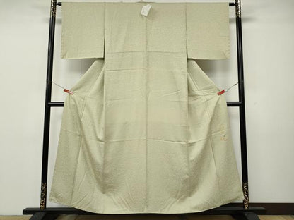平和屋着物●上質な色無地　南天染　南天地紋　砂色　正絹　逸品　未使用　CABL8432ut