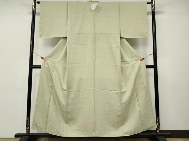 平和屋着物●上質な色無地　南天染　南天地紋　砂色　正絹　逸品　未使用　CABL8432ut