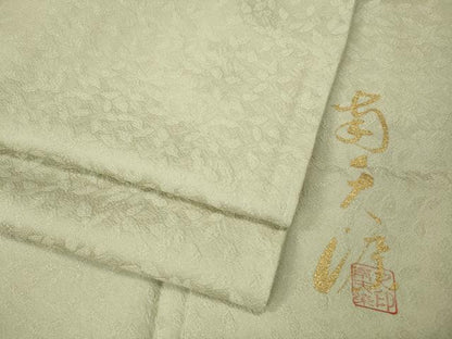 平和屋着物●上質な色無地　南天染　南天地紋　砂色　正絹　逸品　未使用　CABL8432ut