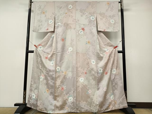 平和屋着物●上質な小紋　地紋起こし　草花文　正絹　逸品　CABL8435ut