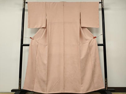 平和屋着物●上質な色無地　舞葉地紋　一斤染色　正絹　逸品　CABL8437ut