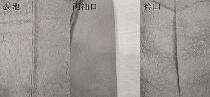 平和屋着物●上質な色無地　辻が花地紋　牡丹鼠色　ロング丈　正絹　逸品　CABL8438ut