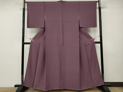 平和屋着物●上質な色無地　花唐草地紋　京紫色　正絹　逸品　未使用　CABL8439ut