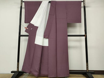 平和屋着物●上質な色無地　花唐草地紋　京紫色　正絹　逸品　未使用　CABL8439ut