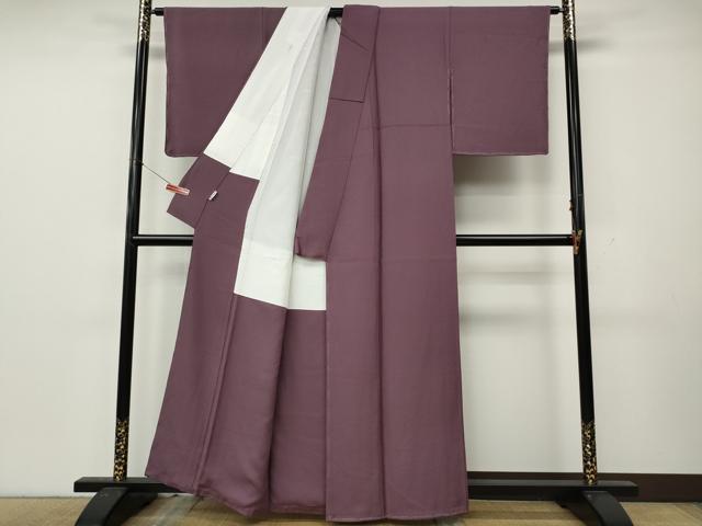 平和屋着物●上質な色無地　花唐草地紋　京紫色　正絹　逸品　未使用　CABL8439ut