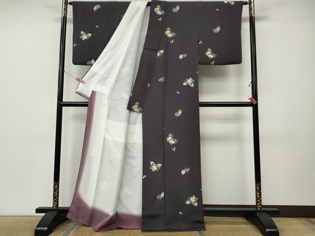 平和屋着物●上質な小紋　舞蝶文　金彩　鬼しぼ縮緬　正絹　逸品　CABL8442ut