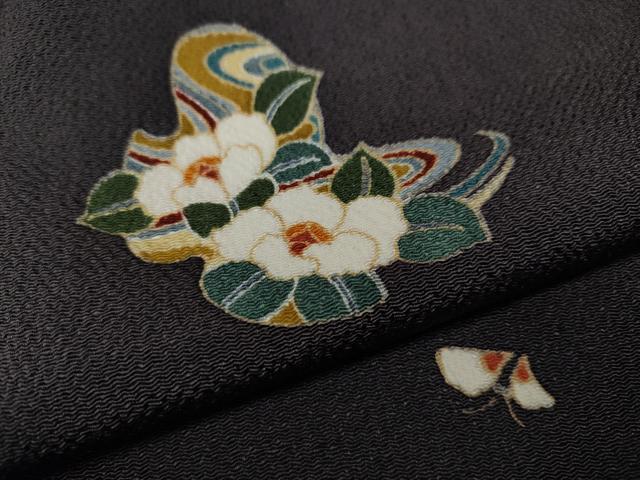 平和屋着物●上質な小紋　舞蝶文　金彩　鬼しぼ縮緬　正絹　逸品　CABL8442ut
