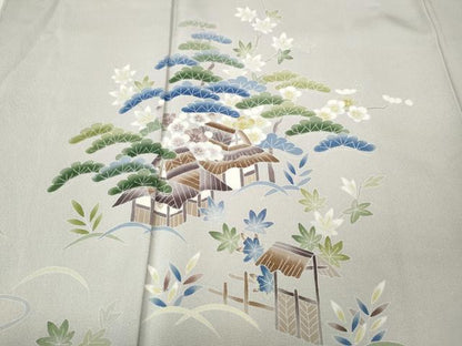 平和屋着物●本加賀友禅作家　南 克治　訪問着　風景草花文　正絹　逸品　未使用　CABL8448ut