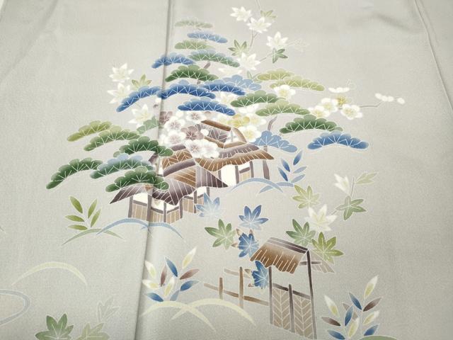 平和屋着物●本加賀友禅作家　南 克治　訪問着　風景草花文　正絹　逸品　未使用　CABL8448ut