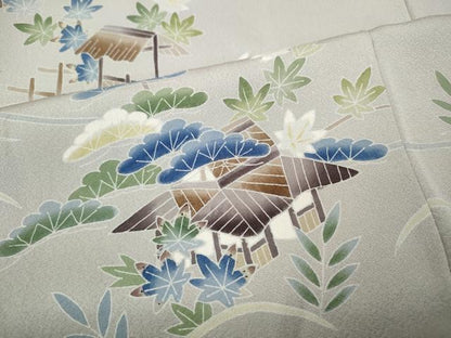 平和屋着物●本加賀友禅作家　南 克治　訪問着　風景草花文　正絹　逸品　未使用　CABL8448ut