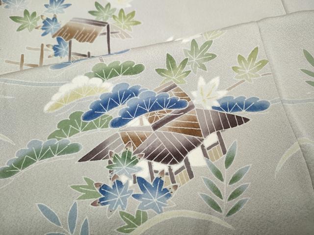 平和屋着物●本加賀友禅作家　南 克治　訪問着　風景草花文　正絹　逸品　未使用　CABL8448ut