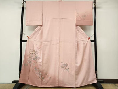平和屋着物●中国三大刺繍　相良刺繍　総刺繍　訪問着　地紙流水花文　暈し染め　正絹　逸品　CABL8449ut