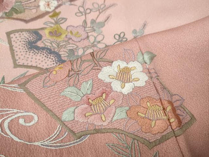 平和屋着物●中国三大刺繍　相良刺繍　総刺繍　訪問着　地紙流水花文　暈し染め　正絹　逸品　CABL8449ut