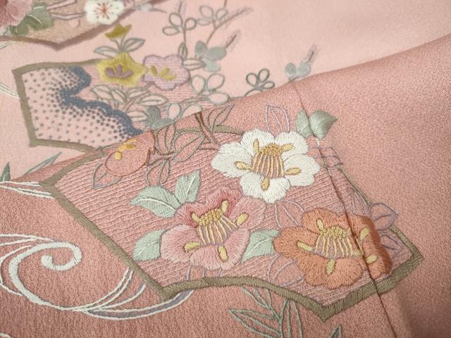 平和屋着物●中国三大刺繍　相良刺繍　総刺繍　訪問着　地紙流水花文　暈し染め　正絹　逸品　CABL8449ut