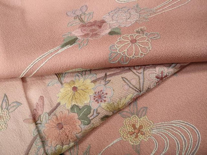 平和屋着物●中国三大刺繍　相良刺繍　総刺繍　訪問着　地紙流水花文　暈し染め　正絹　逸品　CABL8449ut