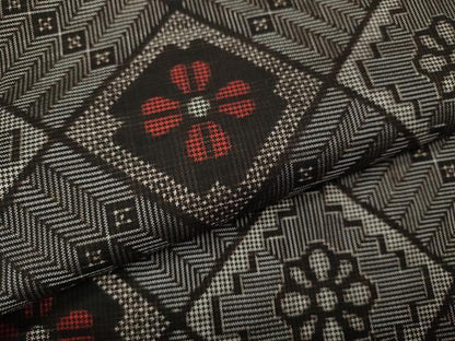 平和屋着物●本場大島紬　龍郷絣　菱花文　ロング丈　正絹　逸品　CABL8453ut