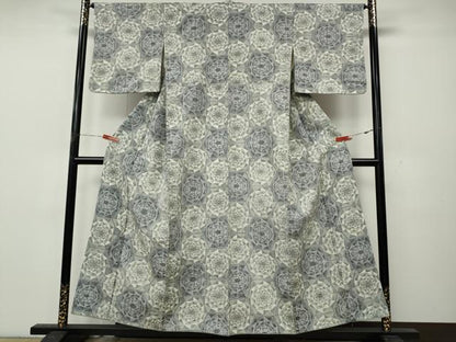 平和屋着物●小千谷紬　亀甲花文　正絹　逸品　CABL8460ut