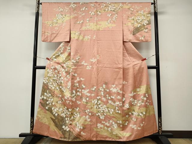 平和屋着物●訪問着　駒刺繍　エ霞枝花文　金彩　やまと誂製　正絹　逸品　CABL8466ut