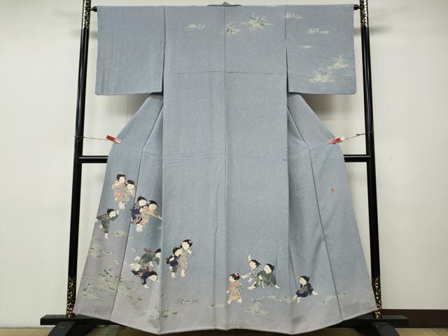 平和屋着物●十日町友禅作家　関口遼一　訪問着　童子遊び　暈し染め　正絹　逸品　CABL8470ut