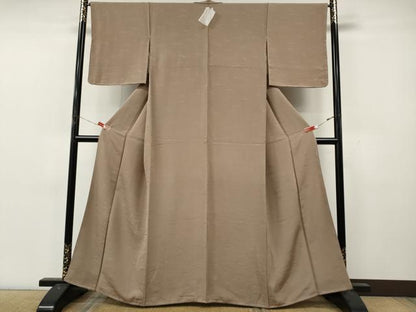 平和屋着物●上質な色無地　こぼれ松葉地紋　空五倍子色　正絹　逸品　未使用　CABL8472ut