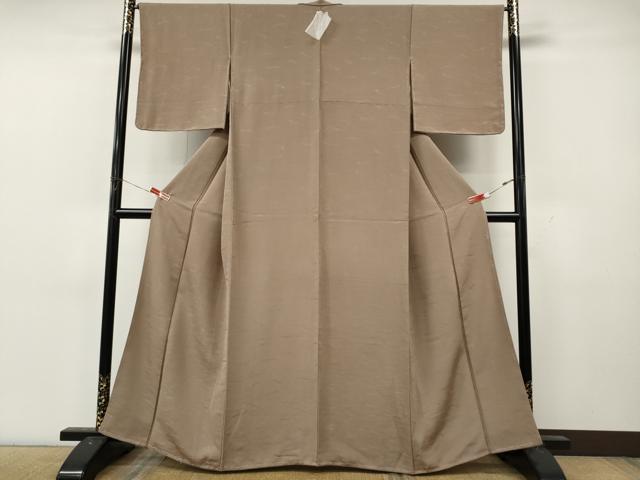 平和屋着物●上質な色無地　こぼれ松葉地紋　空五倍子色　正絹　逸品　未使用　CABL8472ut