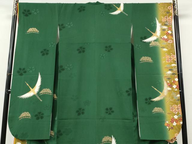 平和屋着物●豪華振袖　駒刺繍　飛鶴草花文　暈し染め　金彩　十二単風　正絹　逸品　CABL8480ut