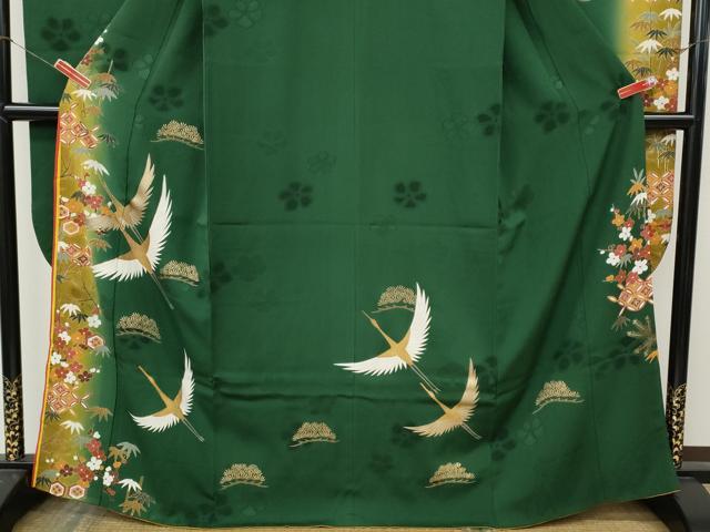 平和屋着物●豪華振袖　駒刺繍　飛鶴草花文　暈し染め　金彩　十二単風　正絹　逸品　CABL8480ut