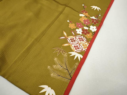 平和屋着物●豪華振袖　駒刺繍　飛鶴草花文　暈し染め　金彩　十二単風　正絹　逸品　CABL8480ut