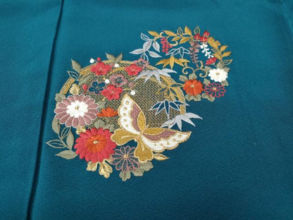 平和屋着物●豪華振袖　総刺繍　花蝶丸文　正絹　逸品　CABL8481ut