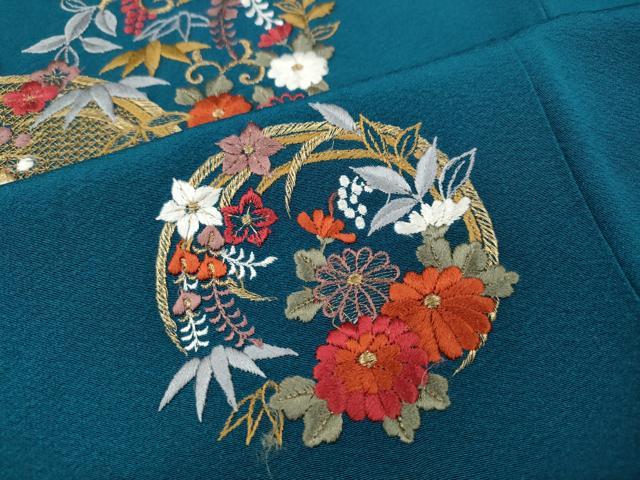 平和屋着物●豪華振袖　総刺繍　花蝶丸文　正絹　逸品　CABL8481ut