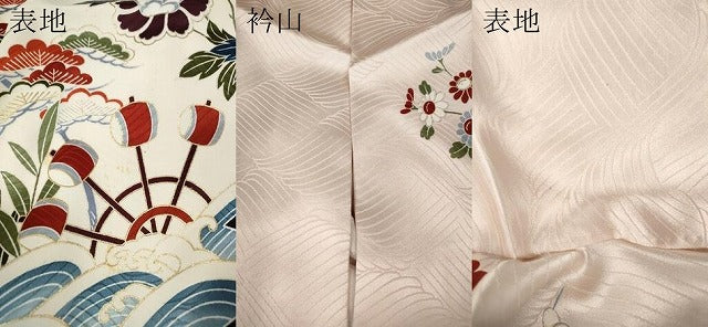 平和屋着物●豪華振袖　駒刺繍　御所車飛鶴花文　金彩　正絹　逸品　CABL8483ut