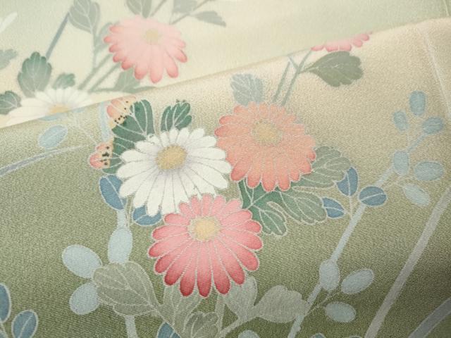 平和屋着物●訪問着　友禅　作家物　枝花文　暈し染め　正絹　逸品　CABL8486ut