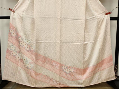 平和屋着物●訪問着　絞り　草花文　金銀彩　正絹　逸品　CABL8487ut