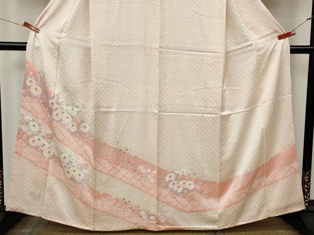 平和屋着物●訪問着　絞り　草花文　金銀彩　正絹　逸品　CABL8487ut