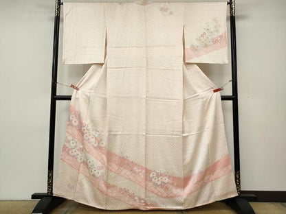 平和屋着物●訪問着　絞り　草花文　金銀彩　正絹　逸品　CABL8487ut