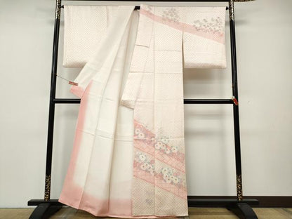 平和屋着物●訪問着　絞り　草花文　金銀彩　正絹　逸品　CABL8487ut