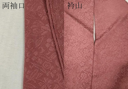 平和屋着物●上質な色無地　飛鳥花地紋　長春色　正絹　逸品　CABL8493ut