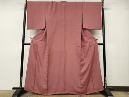 平和屋着物●上質な色無地　飛鳥花地紋　長春色　正絹　逸品　CABL8493ut