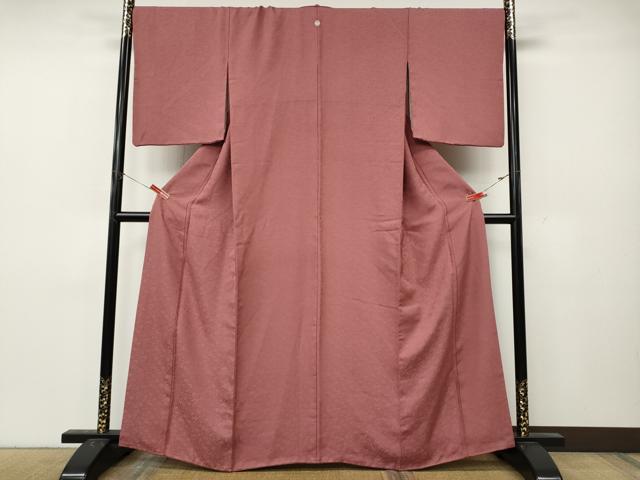 平和屋着物●上質な色無地　飛鳥花地紋　長春色　正絹　逸品　CABL8493ut