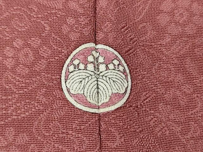 平和屋着物●上質な色無地　飛鳥花地紋　長春色　正絹　逸品　CABL8493ut