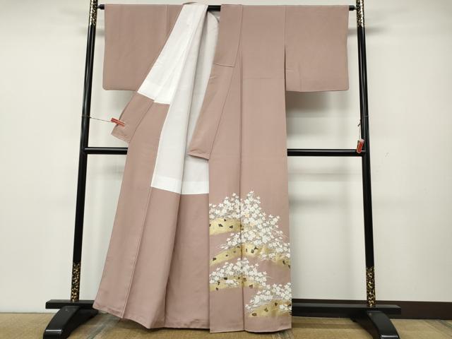 平和屋着物●色留訪問着　刺繍　草花文　金彩　正絹　逸品　CABL8508ut