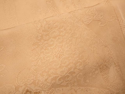 平和屋着物●上質な色無地　正倉院花地紋　洒落柿色　正絹　逸品　CABL8510ut