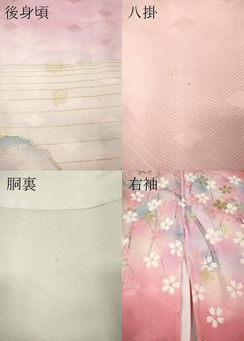 平和屋着物●大正の浮世絵師　竹久夢二　夢二ロマン　振袖　地紙糸巻き花文　暈し染め　金彩　正絹　逸品　CABL8513ut
