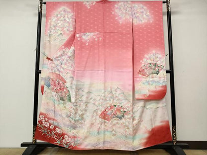 平和屋着物●大正の浮世絵師　竹久夢二　夢二ロマン　振袖　地紙糸巻き花文　暈し染め　金彩　正絹　逸品　CABL8513ut