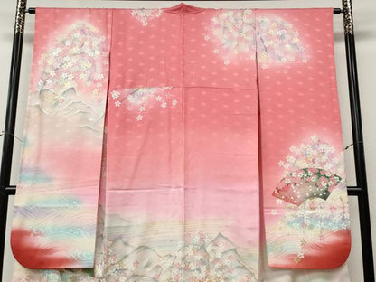 平和屋着物●大正の浮世絵師　竹久夢二　夢二ロマン　振袖　地紙糸巻き花文　暈し染め　金彩　正絹　逸品　CABL8513ut