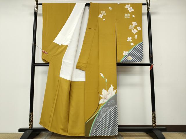 平和屋着物●小振袖　二尺袖　舞花文　暈し染め　金彩　正絹　逸品　CABL8516ut